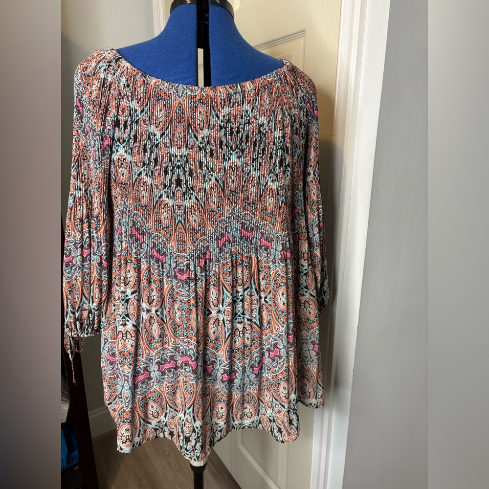 J. Jill Vibrant Paisley Woman Blouse - multicolored 3/4 sleeves size xl. K